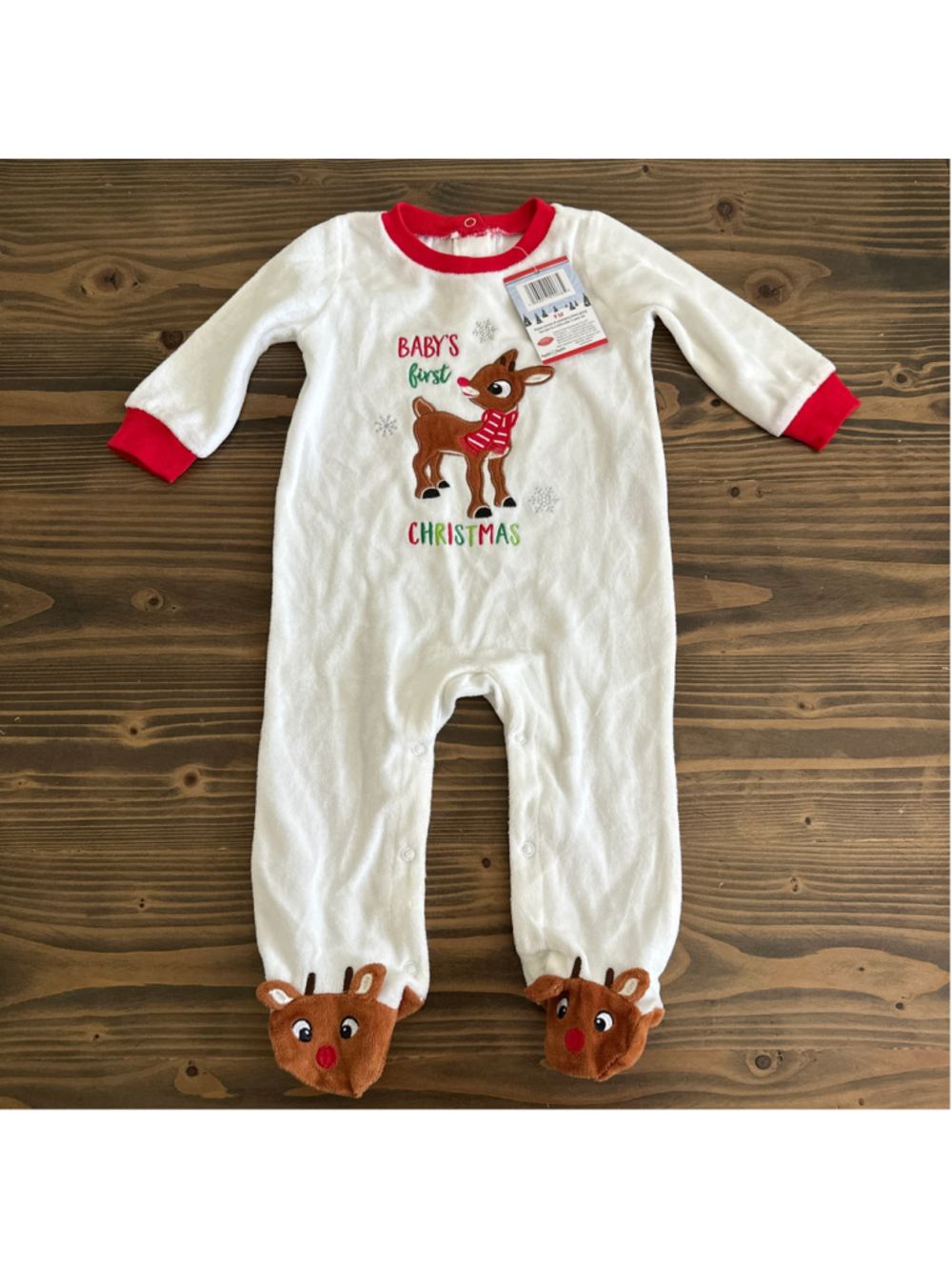 Baby Rudolph the Red-Nosed Reindeer Footie Pajamas 9M NWT First Christmas Plush
